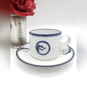 Dansk Flora Juniper White & Blue Cup and Saucer